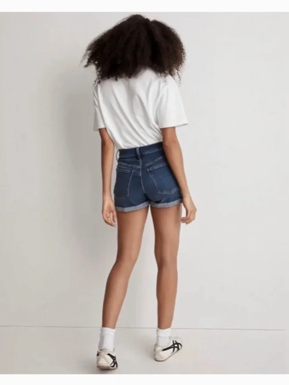 Madewell High-Rise Stretch Denim Raw Hem Cuffed Shorts Onaway Wash Size 29